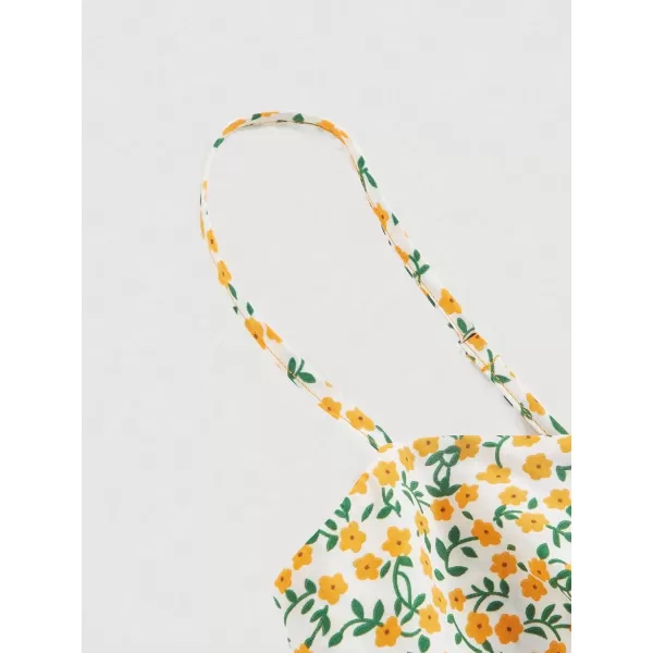 Floerns Women's Summer Split Thigh Spaghetti Strap Cami Midi Floral Dress