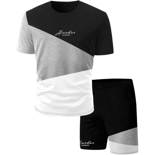 Floerns Men's Graphic Print T Shirt Drawstring Waist Shorts Set 2 Piece Outfit