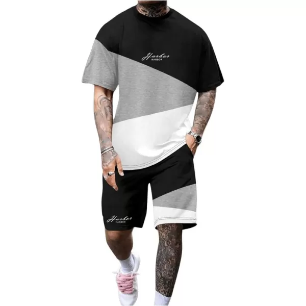 Floerns Men's Graphic Print T Shirt Drawstring Waist Shorts Set 2 Piece Outfit