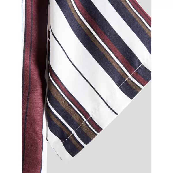 Floerns Men's Striped Shirts Casual Short Sleeve Button Down Shirts