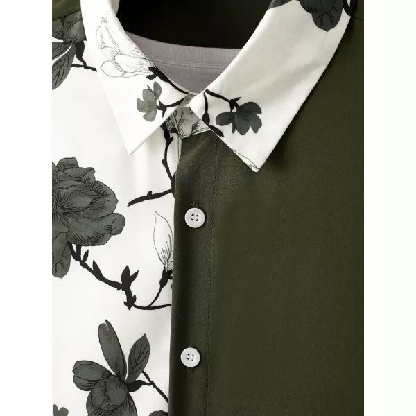 Floerns Men's Striped Shirts Casual Short Sleeve Button Down Shirts