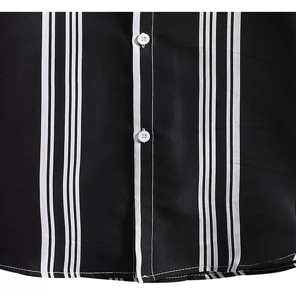 Floerns Men's Striped Shirts Casual Short Sleeve Button Down Shirts
