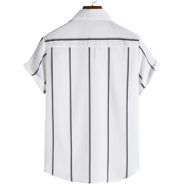 Floerns Men's Striped Shirts Casual Short Sleeve Button Down Shirts