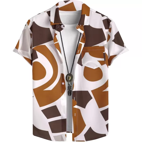 Floerns Men's Striped Shirts Casual Short Sleeve Button Down Shirts