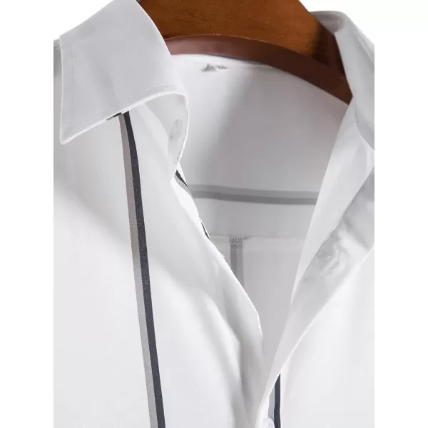 Floerns Men's Striped Shirts Casual Short Sleeve Button Down Shirts