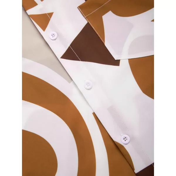 Floerns Men's Striped Shirts Casual Short Sleeve Button Down Shirts
