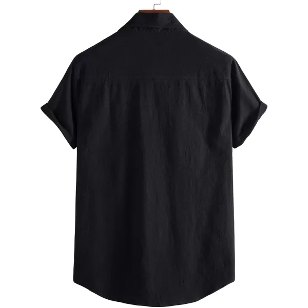 Floerns Men's Striped Shirts Casual Short Sleeve Button Down Shirts