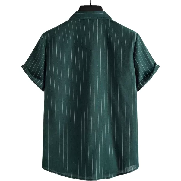 Floerns Men's Striped Shirts Casual Short Sleeve Button Down Shirts