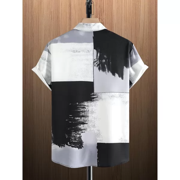Floerns Men's Striped Shirts Casual Short Sleeve Button Down Shirts