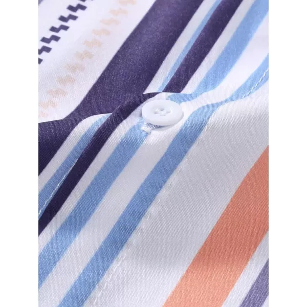 Floerns Men's Striped Shirts Casual Short Sleeve Button Down Shirts
