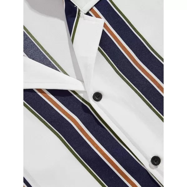 Floerns Men's Striped Shirts Casual Short Sleeve Button Down Shirts