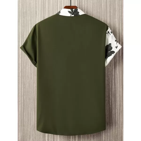 Floerns Men's Striped Shirts Casual Short Sleeve Button Down Shirts
