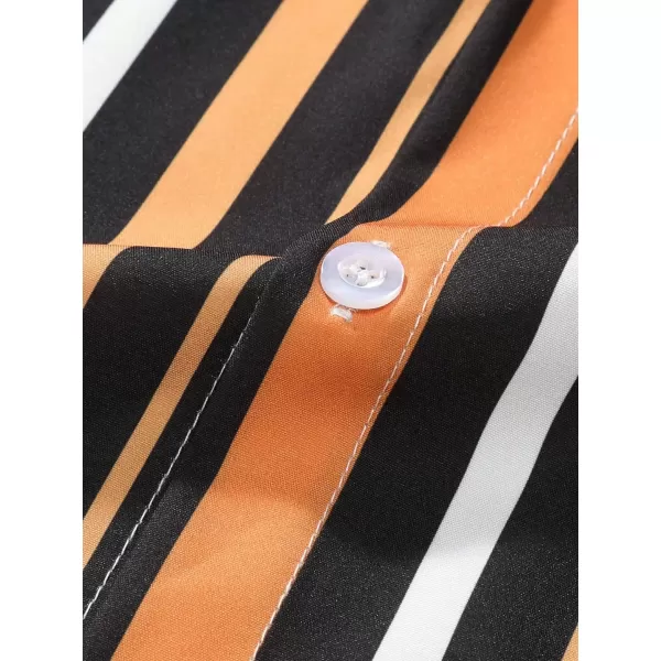 Floerns Men's Striped Shirts Casual Short Sleeve Button Down Shirts