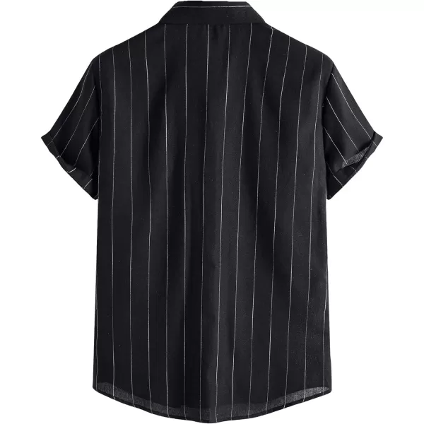 Floerns Men's Striped Shirts Casual Short Sleeve Button Down Shirts