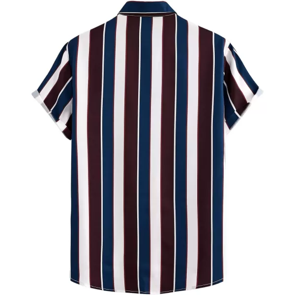 Floerns Men's Striped Shirts Casual Short Sleeve Button Down Shirts