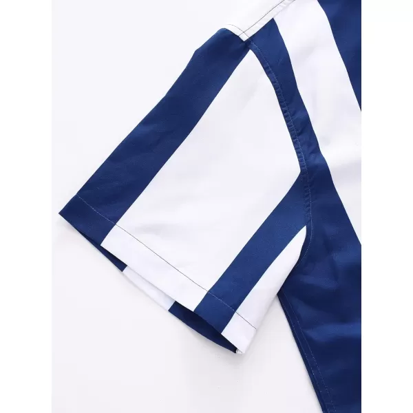 Floerns Men's Striped Shirts Casual Short Sleeve Button Down Shirts