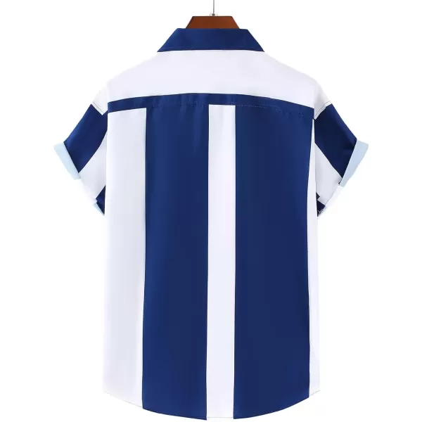Floerns Men's Striped Shirts Casual Short Sleeve Button Down Shirts