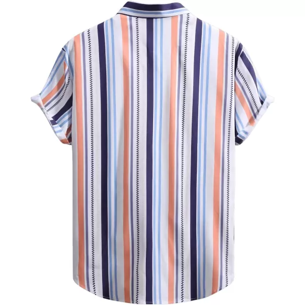 Floerns Men's Striped Shirts Casual Short Sleeve Button Down Shirts