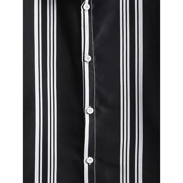 Floerns Men's Striped Shirts Casual Short Sleeve Button Down Shirts