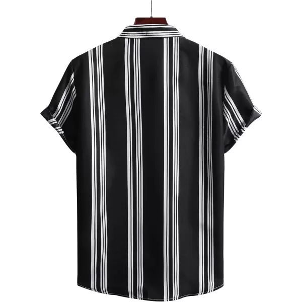 Floerns Men's Striped Shirts Casual Short Sleeve Button Down Shirts