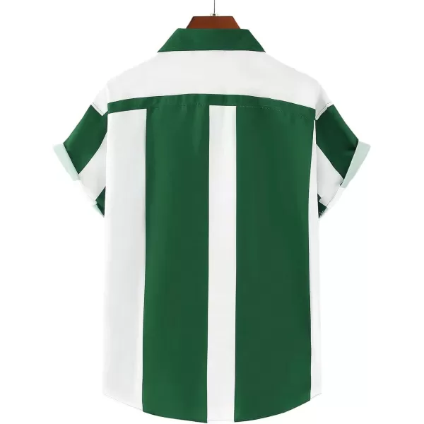 Floerns Men's Striped Shirts Casual Short Sleeve Button Down Shirts
