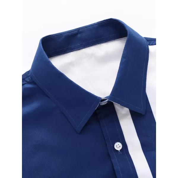 Floerns Men's Striped Shirts Casual Short Sleeve Button Down Shirts