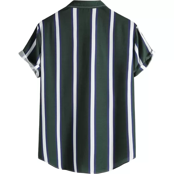 Floerns Men's Striped Shirts Casual Short Sleeve Button Down Shirts
