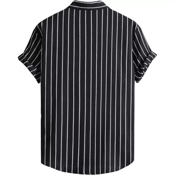 Floerns Men's Striped Shirts Casual Short Sleeve Button Down Shirts