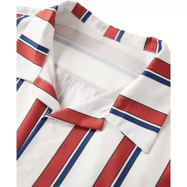 Floerns Men's Striped Shirts Casual Short Sleeve Button Down Shirts
