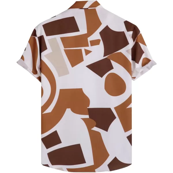 Floerns Men's Striped Shirts Casual Short Sleeve Button Down Shirts