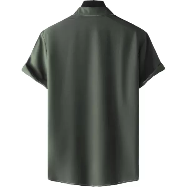 Floerns Men's Striped Shirts Casual Short Sleeve Button Down Shirts