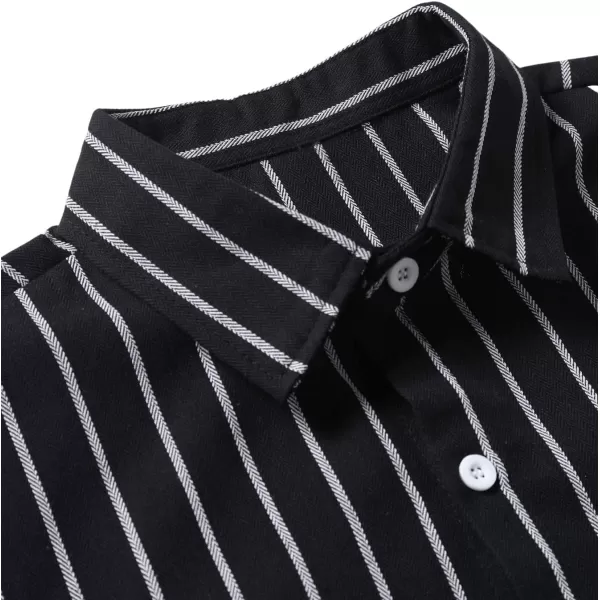 Floerns Men's Striped Shirts Casual Short Sleeve Button Down Shirts