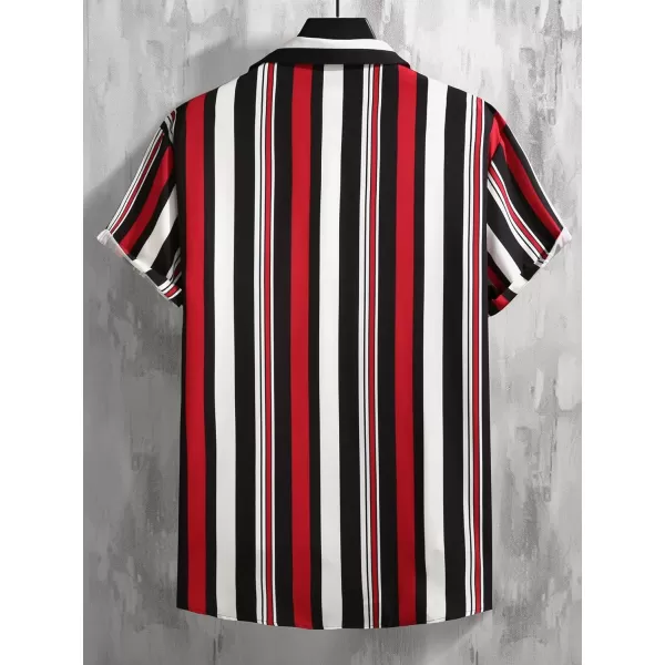 Floerns Men's Striped Shirts Casual Short Sleeve Button Down Shirts