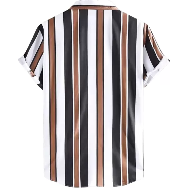 Floerns Men's Striped Shirts Casual Short Sleeve Button Down Shirts