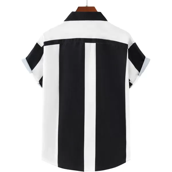 Floerns Men's Striped Shirts Casual Short Sleeve Button Down Shirts