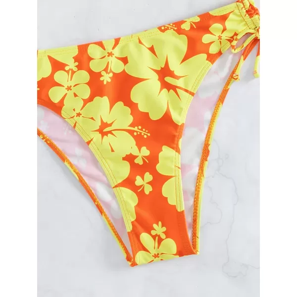 Floerns Women's 2 Piece Floral Print Halter Tie Back Crop Top and Bottoms Bikini Set