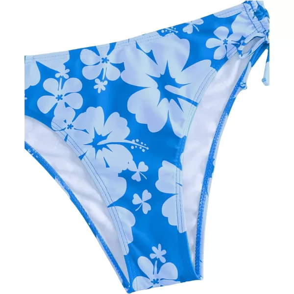 Floerns Women's 2 Piece Floral Print Halter Tie Back Crop Top and Bottoms Bikini Set