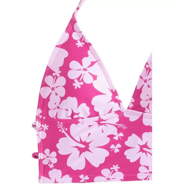 Floerns Women's 2 Piece Floral Print Halter Tie Back Crop Top and Bottoms Bikini Set