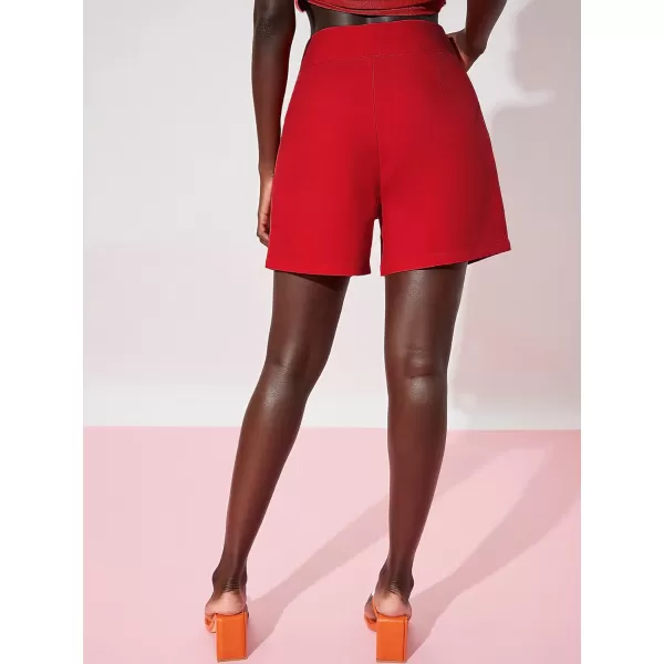 Floerns Women's Casual High Waisted Wide Leg Pleated Dressy Summer Workwear Shorts with Pockets