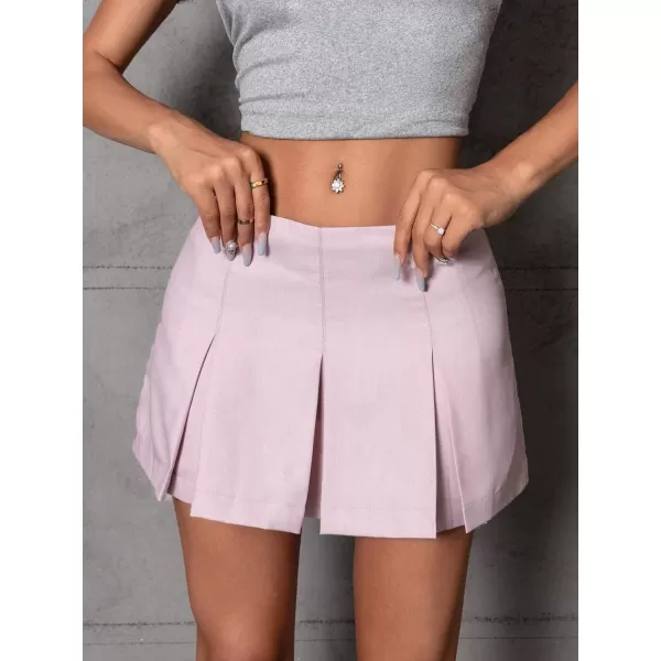Floerns Women's Casual Pleated Hem Mini Skirt School Uniform Short Skirts