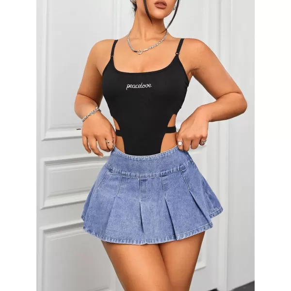 Floerns Women's Casual Pleated Hem Mini Skirt School Uniform Short Skirts