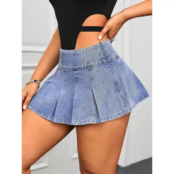 Floerns Women's Casual Pleated Hem Mini Skirt School Uniform Short Skirts