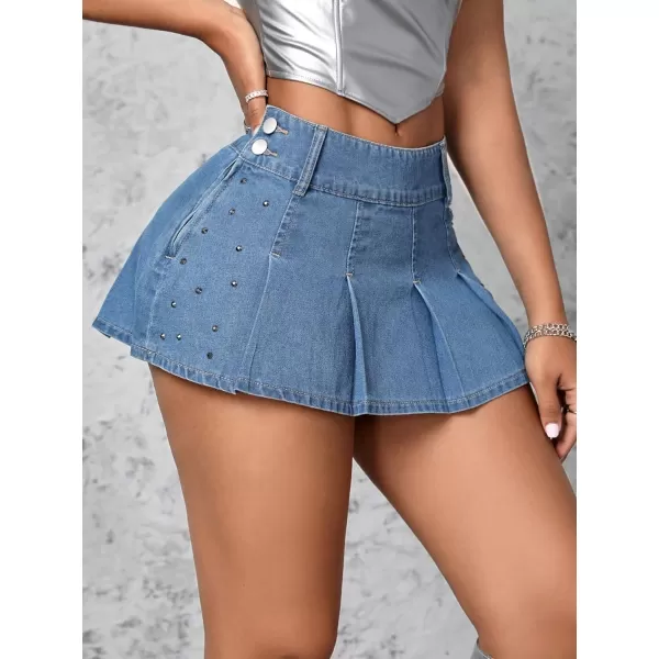 Floerns Women's Casual Pleated Hem Mini Skirt School Uniform Short Skirts