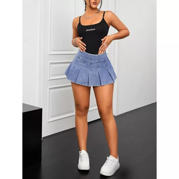 Floerns Women's Casual Pleated Hem Mini Skirt School Uniform Short Skirts