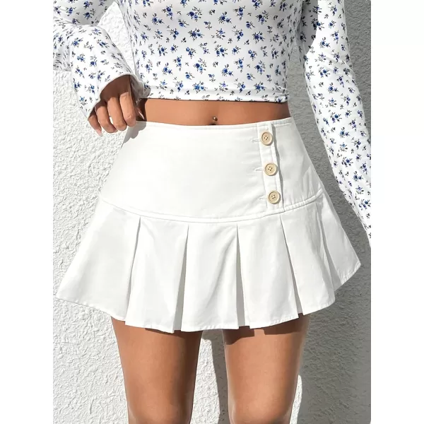 Floerns Women's Casual Pleated Hem Mini Skirt School Uniform Short Skirts