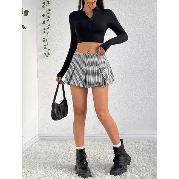 Floerns Women's Casual Pleated Hem Mini Skirt School Uniform Short Skirts
