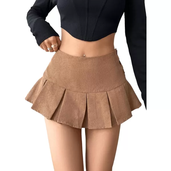 Floerns Women's Casual Pleated Hem Mini Skirt School Uniform Short Skirts