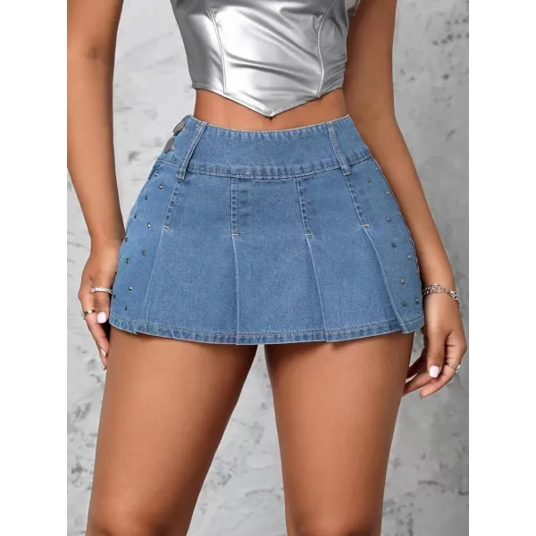 Floerns Women's Casual Pleated Hem Mini Skirt School Uniform Short Skirts