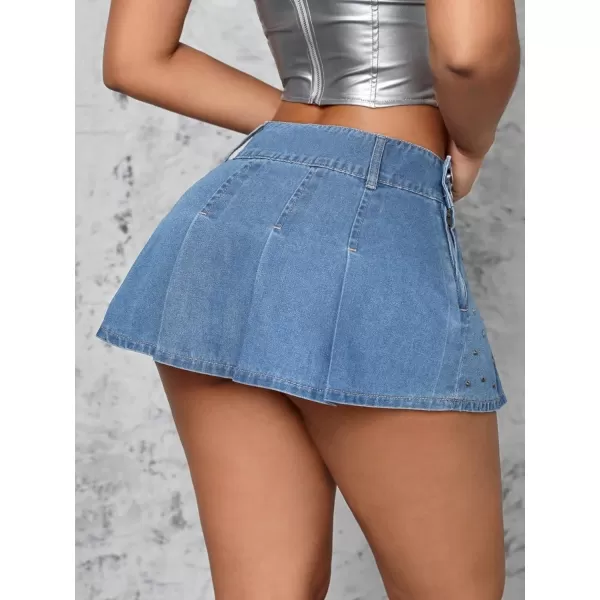 Floerns Women's Casual Pleated Hem Mini Skirt School Uniform Short Skirts