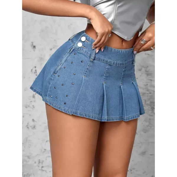 Floerns Women's Casual Pleated Hem Mini Skirt School Uniform Short Skirts